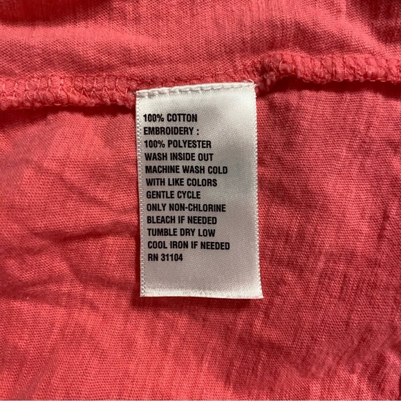 Crown & Ivy Coral White Embroidered Cotton Tank Top - Picture 5 of 5